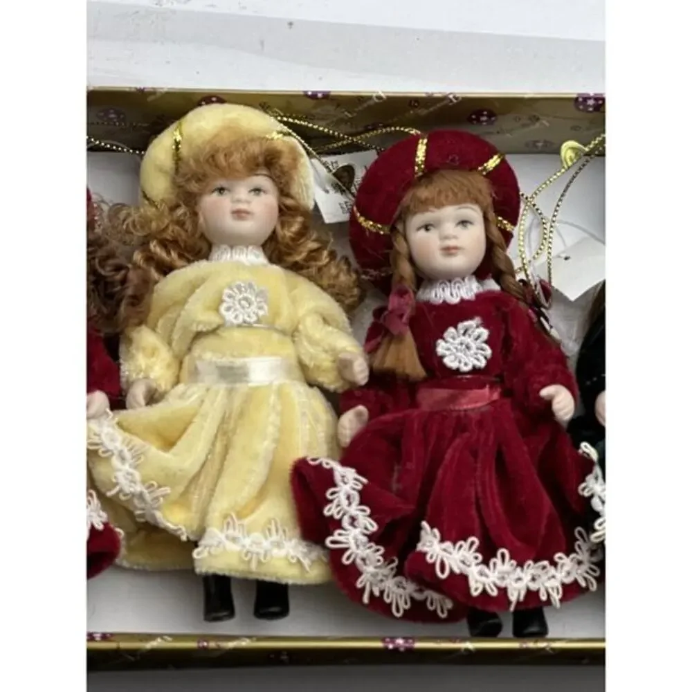 Dillards Doll Ornaments Set Of 6 Vintage Trimmings Victorian‎ Porcelain